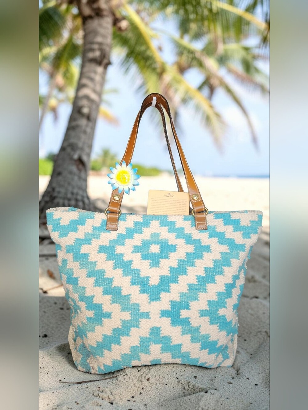 Patricia Nash Chennai Woven Tote With Tan Handles - Picture 6 of 16